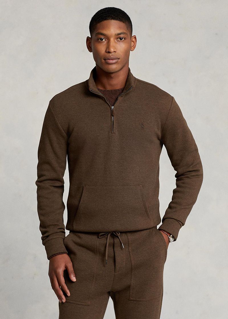 Sudadera Polo Ralph Lauren Hombre Double-Knit Mesh Quarter-Zip Pullover Chile Marrones RCVBT-3109